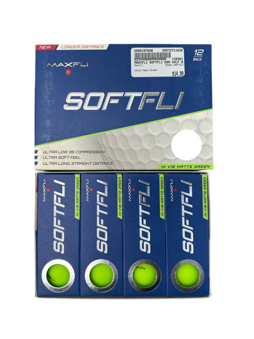 Vist Large View of Product Image Which is Used Maxfli SOFTFLI 12 Pack - Golf Balls Neon Green 11835-S000197026
