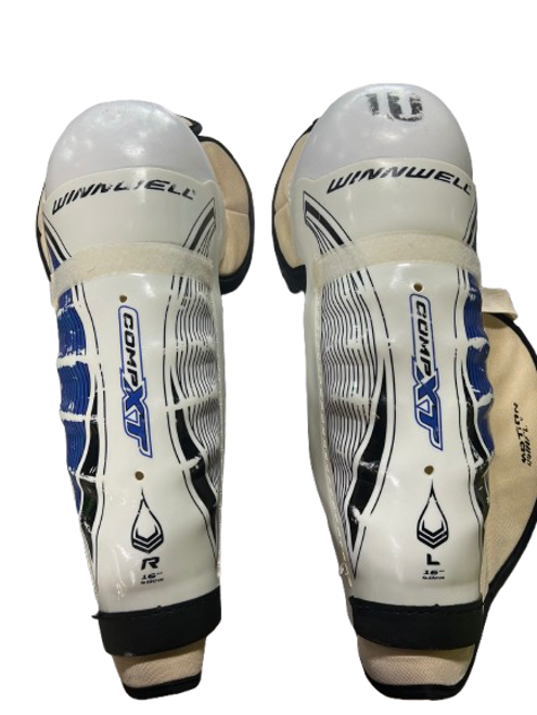 Vist Large View of Product Image Which is Used WinnWell COMP XT Senior Shin Guards White 16"