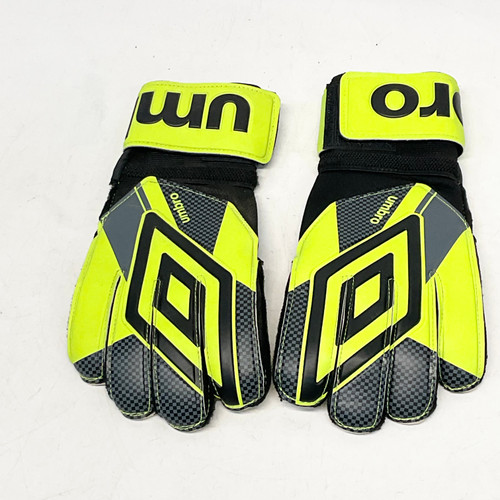 Vist Large View of Product Image Which is Used Umbro JUNIOR Soccer Goalie Gloves White/Black/Yellow 6 11805-S000064884