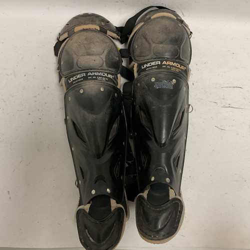 Vist Large View of Product Image Which is Used Under Armour UALG2-SRVS Catchers Leg Guards Black Adult 11855-S000188585