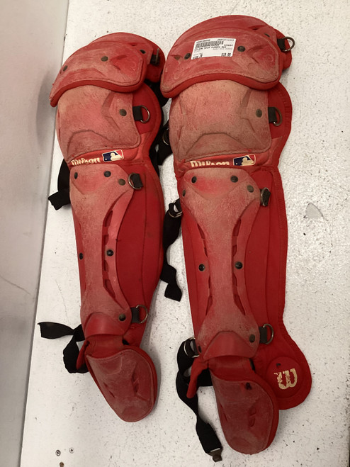 Vist Large View of Product Image Which is Used Wilson SHIN GUARDS Catchers Leg Guards Red Junior 11443-S000196280