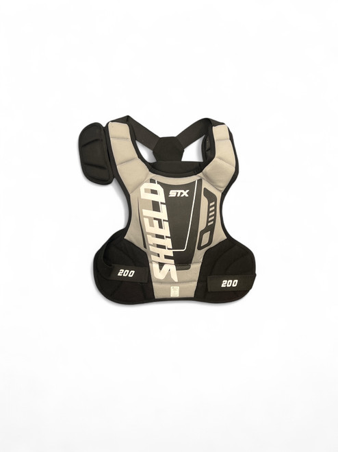 Vist Large View of Product Image Which is Used STX STX STALLION SHEILD 200 Lacrosse Rib Pads Black And Grey MD 11863-S000023135