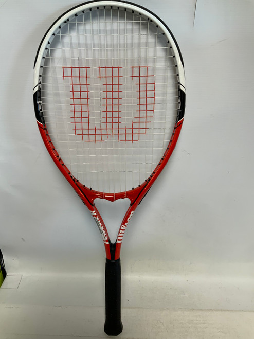 Vist Large View of Product Image Which is Used Wilson FERERER Adult Tennis Racquet Red 4 3/8"
