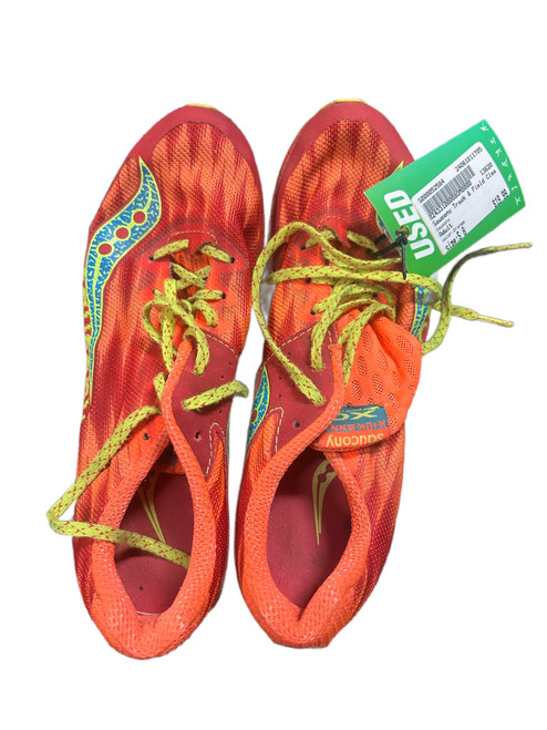 Vist Large View of Product Image Which is Used Saucony Track & Field Cleats Adult Orange Senior 8