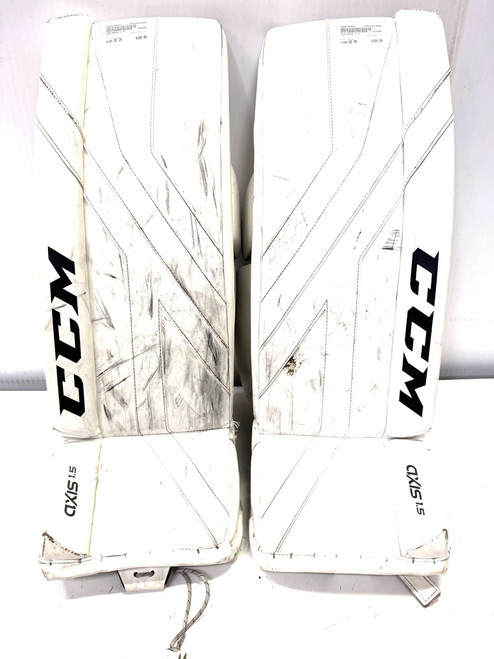 Vist Large View of Product Image Which is Used CCM AXIS 1.5 Goalie Leg Pads Junior White 28" 11860-S000295021
