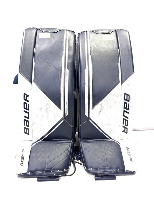 Vist Large View of Product Image Which is Used Bauer M5 PRO 30IN SMALL Goalie Leg Pads Inter Navy Blue 30" 11860-S000295022