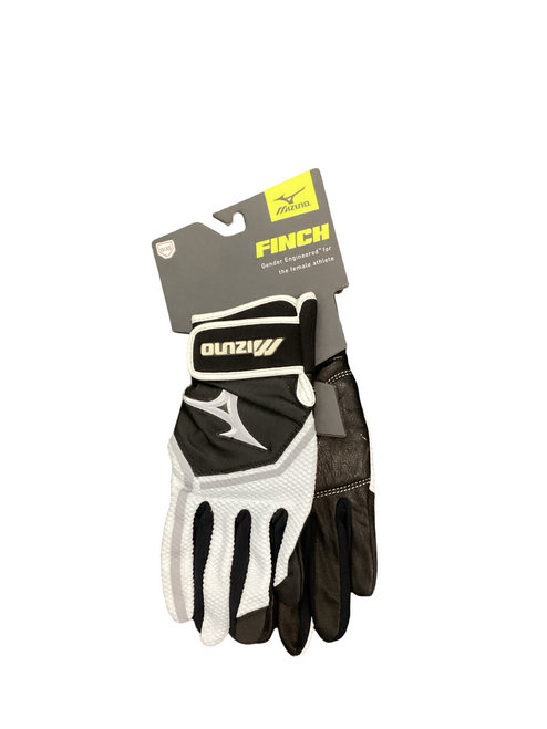 Vist Large View of Product Image Which is Used Mizuno BB/SB Batting Gloves Black And White XS