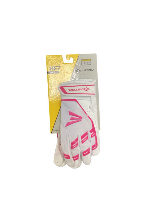 Vist Large View of Product Image Which is Used Easton BB/SB Batting Gloves White And Pink XL