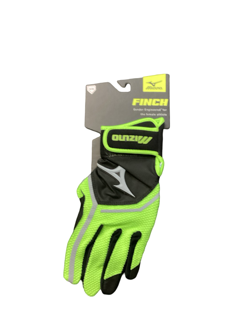 Vist Large View of Product Image Which is Used Mizuno BB/SB Batting Gloves Black And Neon Green MD