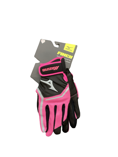 Vist Large View of Product Image Which is Used Mizuno BB/SB Batting Gloves Black And Pink MD