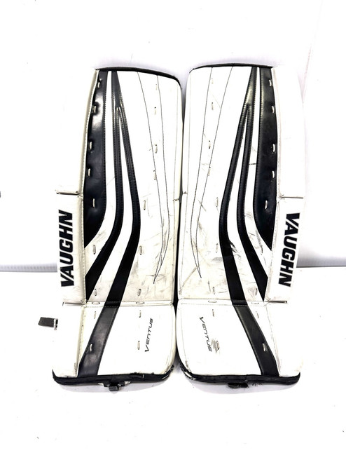Vist Large View of Product Image Which is Used Vaughn SLR YOUTH Goalie Leg Pads Youth White 26"