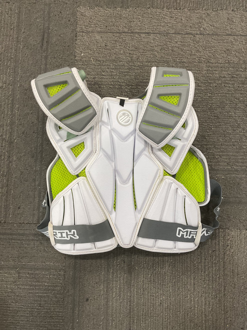 Vist Large View of Product Image Which is Used Maverik AX SUEDE Lacrosse Shoulder Pads White LG 11614-S000218160