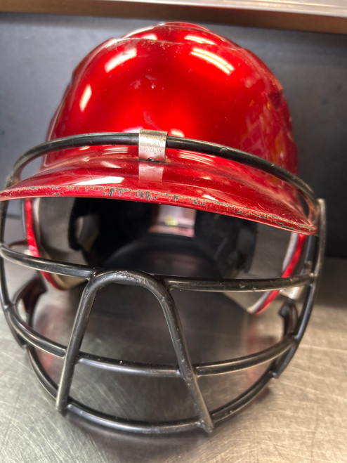 Used Rawlings CFBH Batting Helmet w/Mask Red SM 11868-S000064332 Vist Large View of Product Image Which is Used Rawlings CFBH Batting Helmet w/Mask Red SM