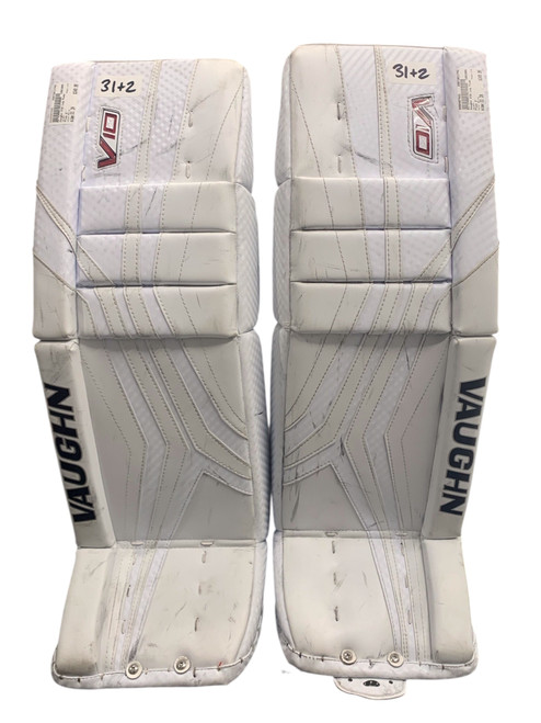 Vist Large View of Product Image Which is Used Vaughn V10 Goalie Leg Pads Senior White 31+2” 11742-S000497422