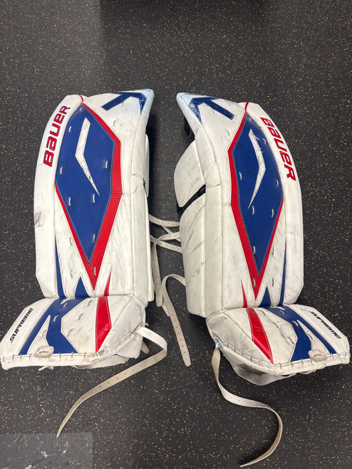 Vist Large View of Product Image Which is Used Bauer SUPREME 80/90 COMP SET Goalie Leg Pads Senior White 34 1/2" 11774-S000082225