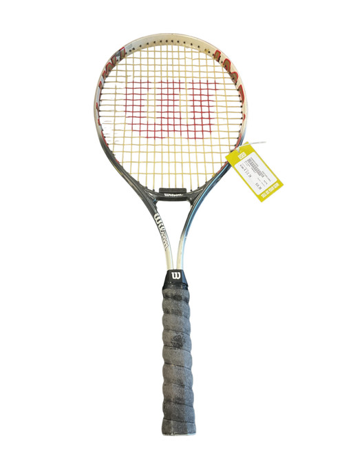 Vist Large View of Product Image Which is Used Wilson IMPACT Adult Tennis Racquet White 4 1/2"