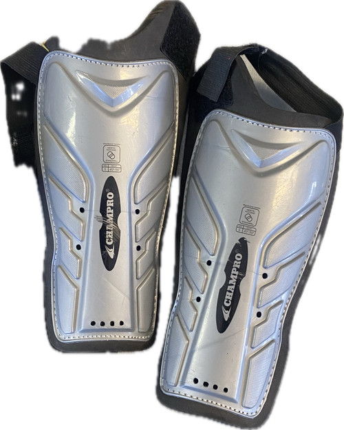 Vist Large View of Product Image Which is Used Champro Soccer Shin Guards Adult Grey SM