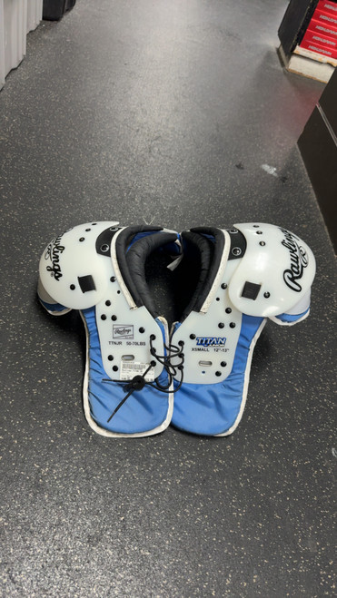 Vist Large View of Product Image Which is Used Rawlings TITAN JR FB Shoulder Pads White XS