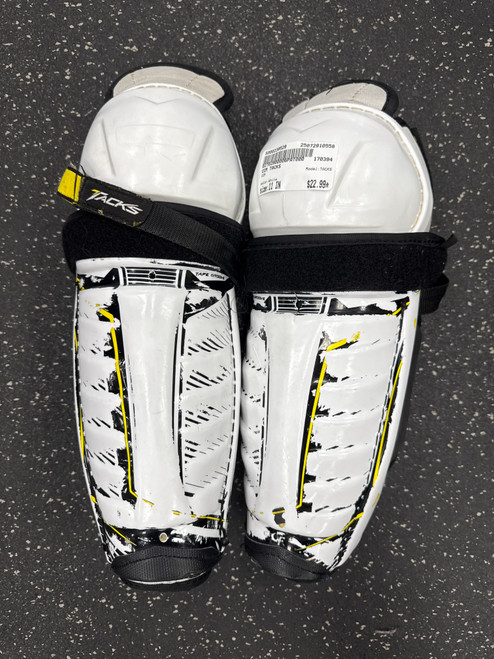 Vist Large View of Product Image Which is Used CCM TACKS Junior Shin Guards White 11" 10558-S000239529
