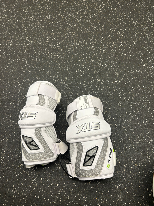 Vist Large View of Product Image Which is Used STX CELL V Lacrosse Arm Pads/Guards White LG 11162-S000433005