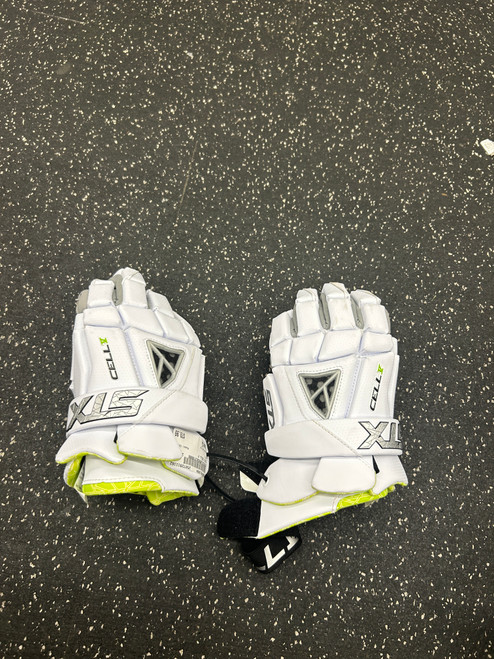 Vist Large View of Product Image Which is Used STX CELL V Lacrosse Gloves Mens White LG 11162-S000433004