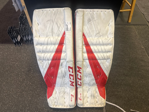 Vist Large View of Product Image Which is Used CCM E 4.5 Goalie Leg Pads Junior Red 30" 11339-S000192557