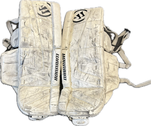 Vist Large View of Product Image Which is Used Warrior RITUAL Goalie Leg Pads Youth White 26" 11894-S000031309
