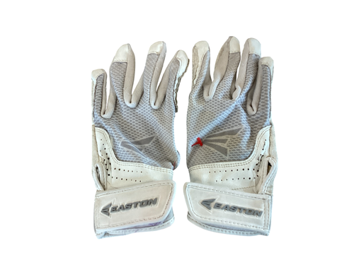 Vist Large View of Product Image Which is Used Easton BB/SB Batting Gloves White SM