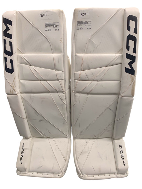 Vist Large View of Product Image Which is Used CCM EFLEX 6.5 Goalie Leg Pads Inter White 30+1” 11742-S000497665