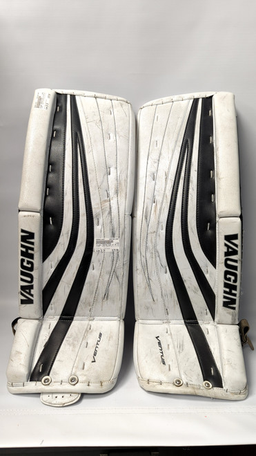 Vist Large View of Product Image Which is Used Vaughn VENTUS SLR +2 JR LEG Goalie Leg Pads Junior White And Black 28"
