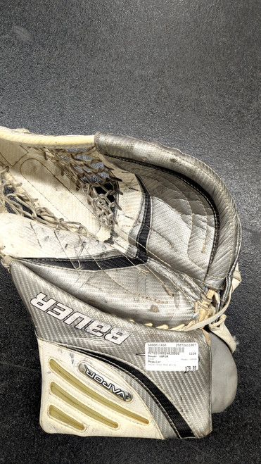 Vist Large View of Product Image Which is Used Bauer VAPOR Senior Goalie Catcher Grey And White