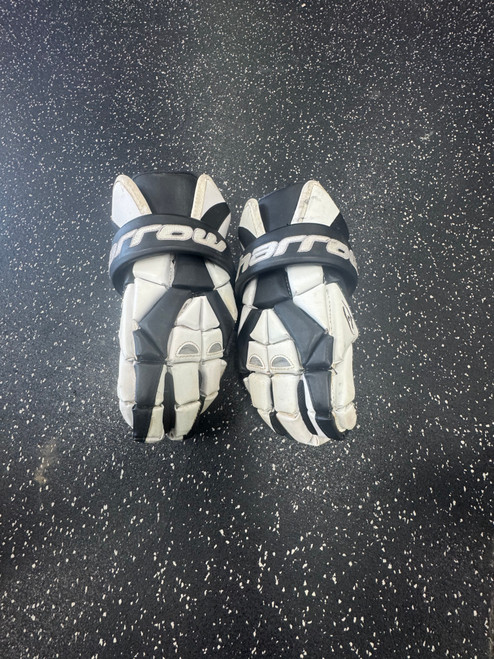 Vist Large View of Product Image Which is Used Harrow TORRENT Lacrosse Gloves Mens Black And White 13 1/2"