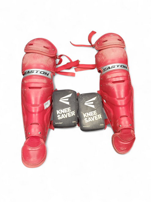 Vist Large View of Product Image Which is Used Easton SHIN GUARDS Catchers Leg Guards Red Adult