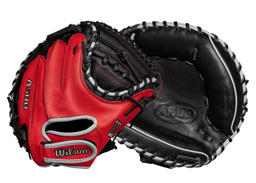 Vist Large View of Product Image Which is Wilson A500 BB/SB Catchers RH Throw Red And Black 32" 11851-S000035498