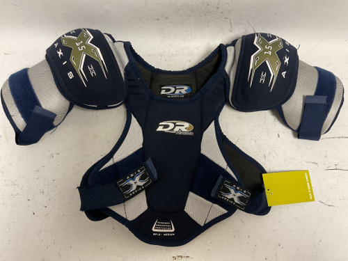Vist Large View of Product Image Which is Used Ferland AXIS X SERIES Junior Shoulder Pads Navy Blue MD 11855-S000188779