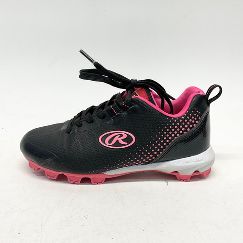 Vist Large View of Product Image Which is Used Rawlings GIRLS DIVISION LOW BB/SB Cleats Black And Pink Youth 12.0
