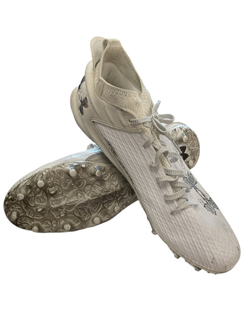 Vist Large View of Product Image Which is Used Under Armour Adult FB Cleats White Senior 11 11856-S000021778