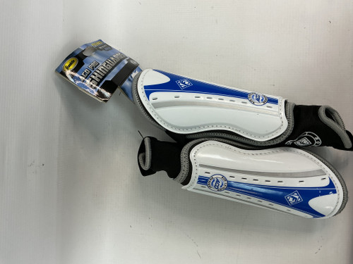 Vist Large View of Product Image Which is Used Franklin Soccer Shin Guards Junior White SM