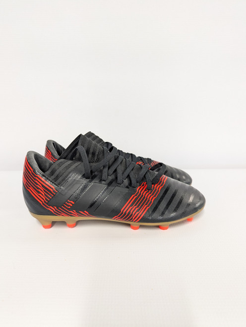 Vist Large View of Product Image Which is Used Adidas Soccer Cleats Black And Orange Junior 06