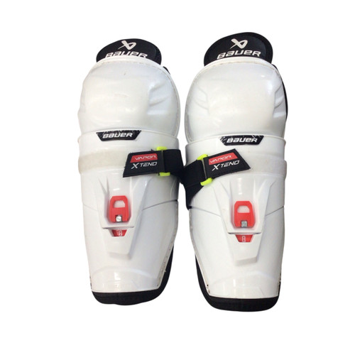 Vist Large View of Product Image Which is Used Bauer VAPOR Youth Shin Guards White 8"