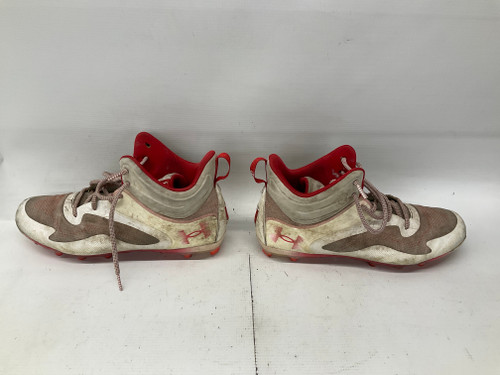 Vist Large View of Product Image Which is Used Under Armour LAX Cleats Mens Red And White Senior 11
