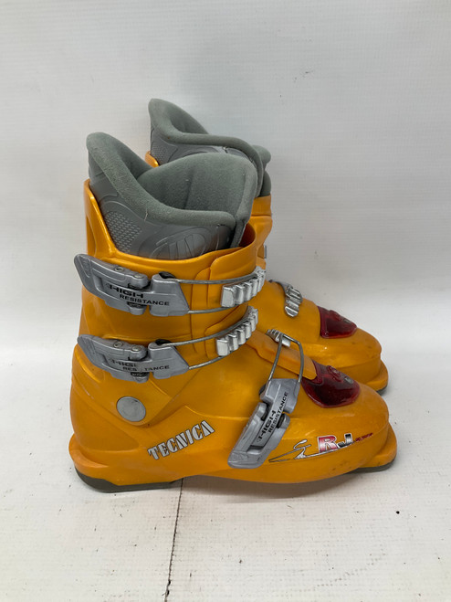 Vist Large View of Product Image Which is Used Tecnica RJ SUPER Boys DH Ski Boot Orange 205 MP - J01