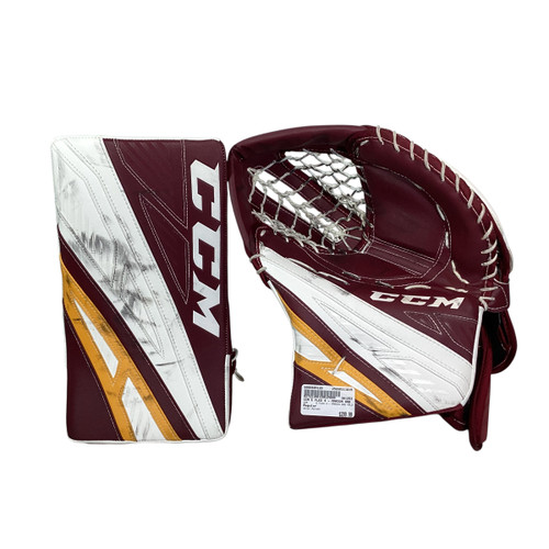 Vist Large View of Product Image Which is Used CCM E FLEX 4 - MAROON AND GOLD Senior Goalie Catcher Maroon