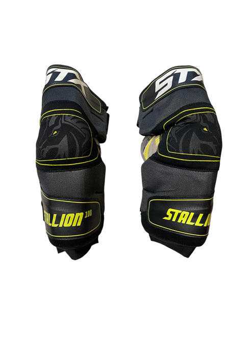 Vist Large View of Product Image Which is Used STX STALLION 100 Lacrosse Arm Pads/Guards Black SM