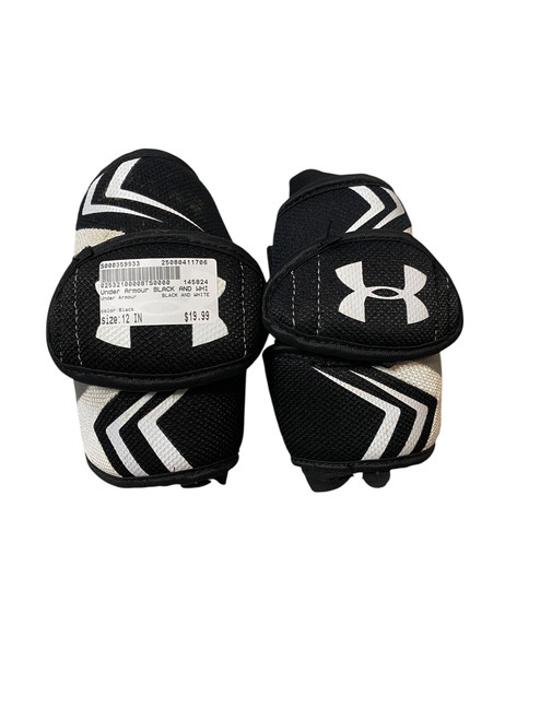 Vist Large View of Product Image Which is Used Under Armour BLACK AND WHITE Lacrosse Gloves Mens Black 12"