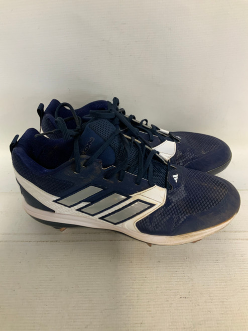 Vist Large View of Product Image Which is Used Adidas 3 STRIPE BB/SB Cleats White And Navy Blue Senior 12