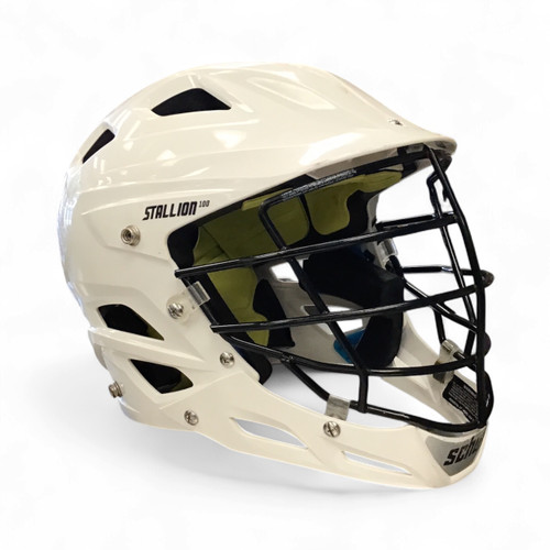 Vist Large View of Product Image Which is Used Schutt STALLION 100 Lacrosse Helmet White M/L