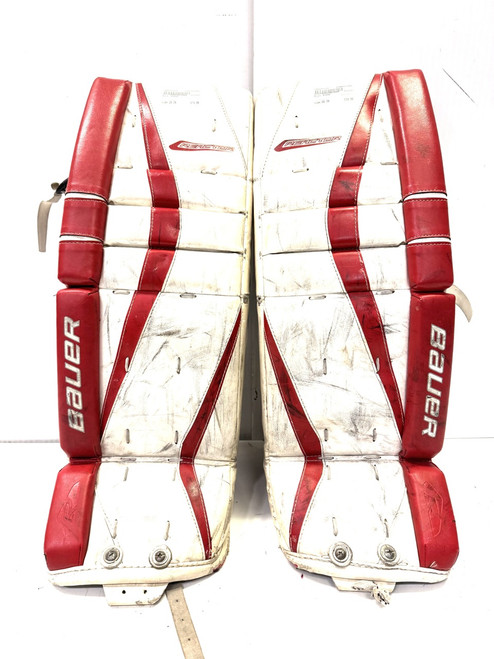 Vist Large View of Product Image Which is Used Bauer R5000 Goalie Leg Pads Junior White 28"