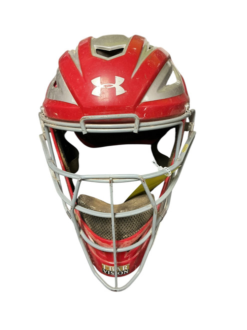 Vist Large View of Product Image Which is Used Under Armour CATCHERS HELMET Catchers Helmet w/Mask Red One Size