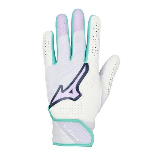 Vist Large View of Product Image Which is New Mizuno FINCH BB/SB Batting Gloves White/Lav MD